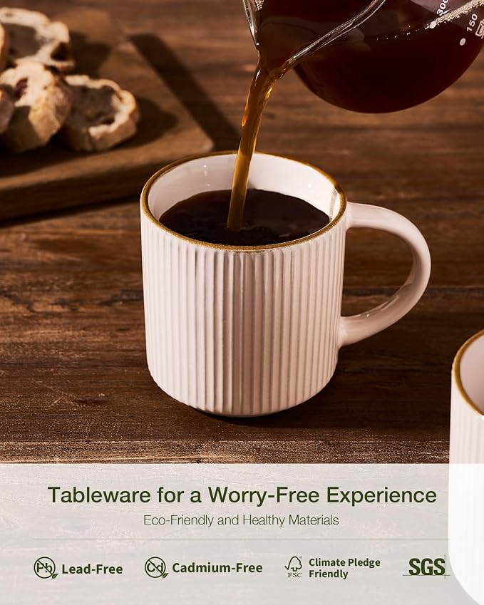 famiware Star Coffee Mug Set for 6, Handcrafted 12 oz Ceramic Stoneware Mugs - Image 6