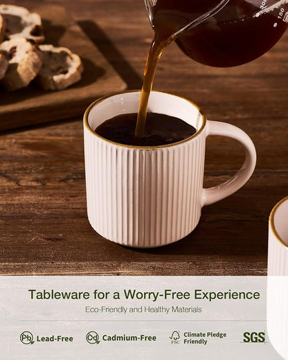 ffamiware Star Coffee Mug Set for 4, Handcrafted 12 oz Ceramic Stoneware Mugs - Image 6