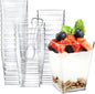 Eupako 100 Pack 5 oz Square Clear Plastic Dessert Cups by Eupako