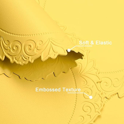 Noctiflorous Round Faux Leather 15 Inch Placemats Set of 6 Waterproof Wipeable Heat Resistant Tablemat for Dining Table Kitchen Non Slip Washable Oilproof Table Place Mat(Mango Yellow, 6)