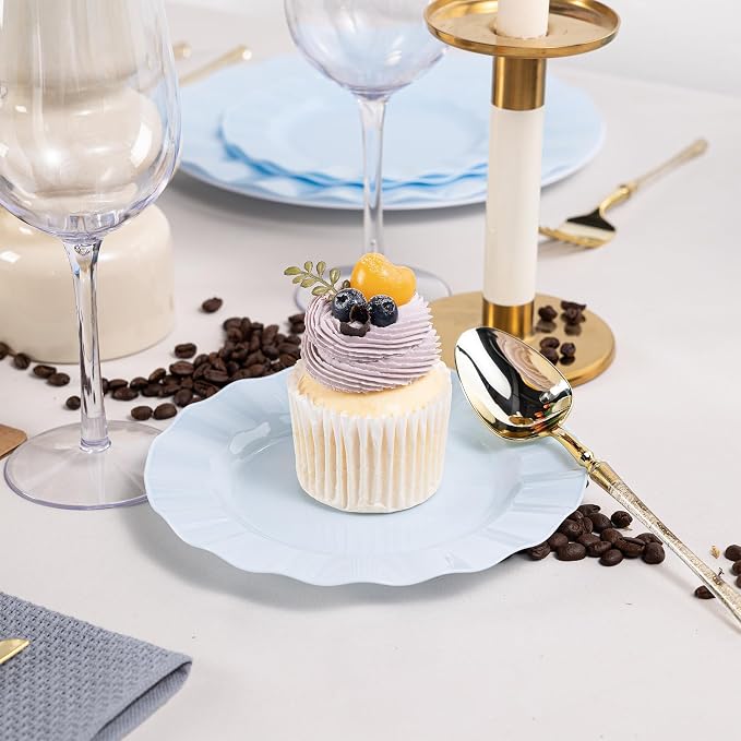 72 Pack Blue Plastic Plates, Thanksgiving - Image 3