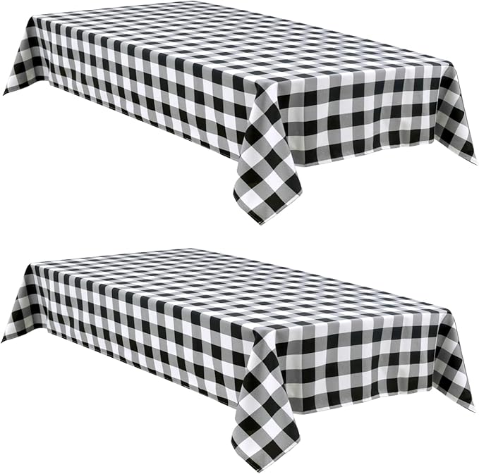 Checkered Tablecloth Rectangle 2 Pack 52 x 70 inch, Stain and Wrinkle Resistant by Hiasan