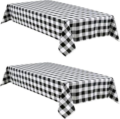 Checkered Tablecloth Rectangle 2 Pack 52 x 70 inch, Stain and Wrinkle Resistant by Hiasan