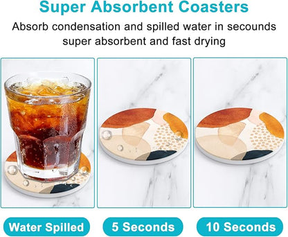 Coasters for Drinks, Kitchen Home Decor Housewarming Gift, Round 4 in - Image 3