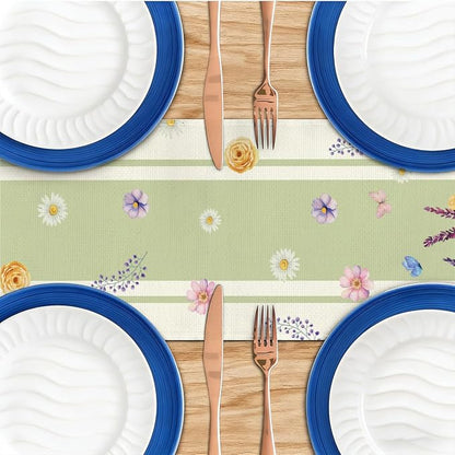 Vase Bloom Tulip Lavender Summer Table Runner, Home Dining Party Decor | Linen - Image 4