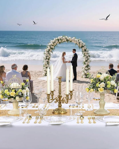 Nervure 100Pcs Clear Gold Plastic Plates, Party Plates Set - Image 7