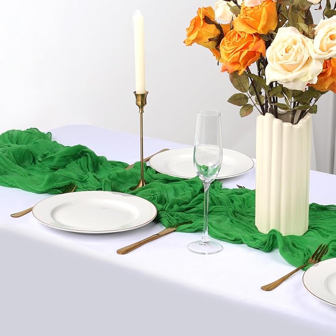 6 Pack Green Cheesecloth Table Runner 35 x 120 Inch | Boho Gauze Fabric - Image 4