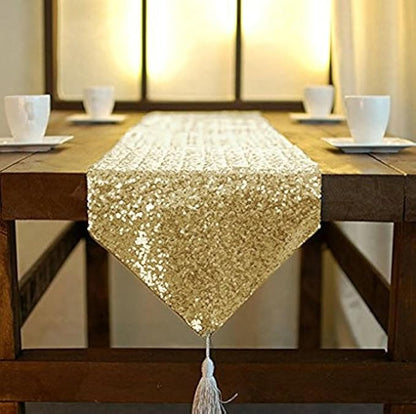 ShinyBeauty Wedding Decor Sequin Elegant Tassel Table Runner Plates Party by ShinyBeauty