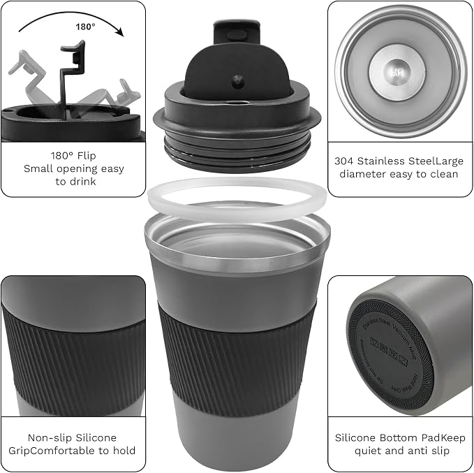 Insulated Travel Coffee Mug, Stainless Steel Coffee Cup - Image 2