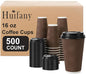 500 Pack 16 oz Insulated Disposable Paper Coffee Cups by Huifany
