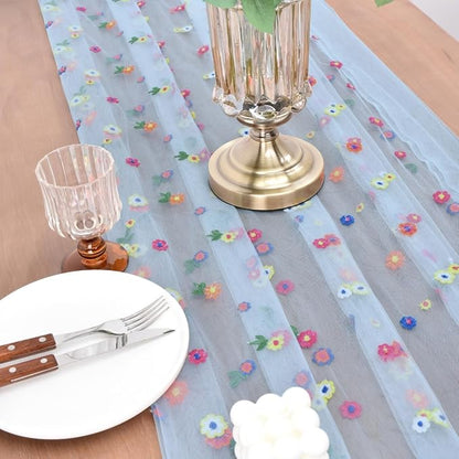 Flower Table Runner Floral Daisy Summer Birthday Party Garden Wedding Decor | - Image 4