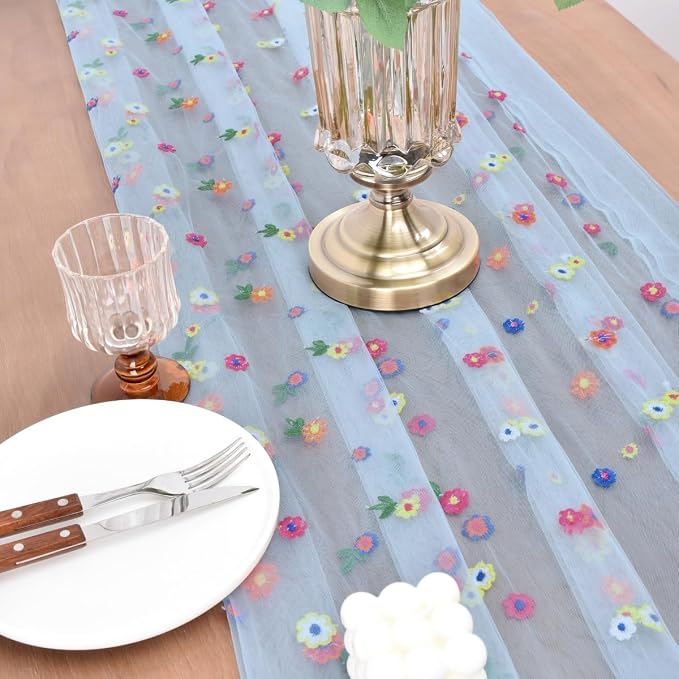 Flower Table Runner Floral Daisy Summer Birthday Party Garden Wedding Decor | - Image 4