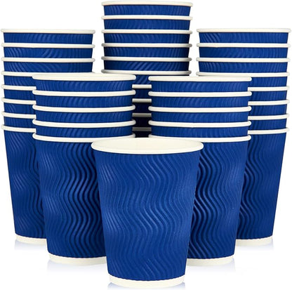 JollyPack Disposable Paper Coffee Cups, 12 oz, 60 Pack, Insulated Ripple Wall by JollyPack