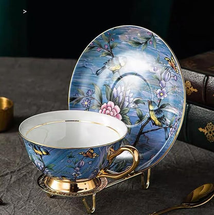 Bone China Cup& Saucer Set, 6.8oz- Birds& Trees - Image 5