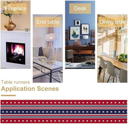 4th of July Table Runner, USA Flag Stars Stripes American Independence Day Red - Image 5