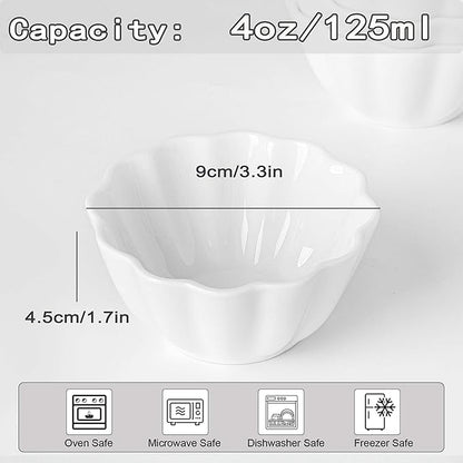 UIBFCWN 12 Pack 4oz Soy Sauce Dishes, Ceramic Dipping Sauce Bowls/Cups, 3.6inch Small Dip Bowls for Ketchup, Soy Sauce, Sushi, Condiments, Side Dishes, Microwave & Dishwasher Safe