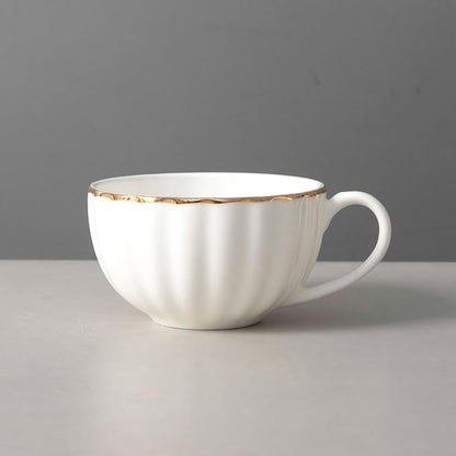Bone China Tea Cups and Saucers Set – White Luxury Fine Porcelain Mugs - Image 2