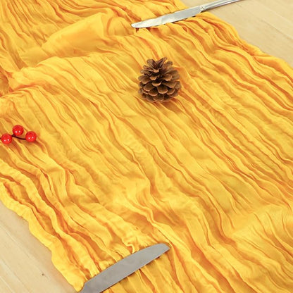 8 Pack Gold Cheesecloth Table Runner 120 Inch Boho Wedding Decor | Cheesecloth - Image 6