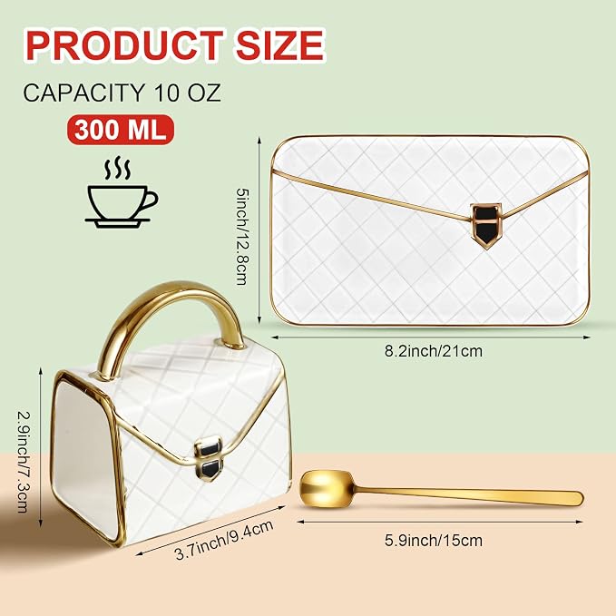 Zubebe 1 Set Coffee Mug Elegant Handbag Shaped Cup Modern Ceramic Purse Mug - Image 2