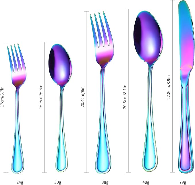 Colorful Forks Spoons Knives Silverware Rainbow Flatware Set - Image 2