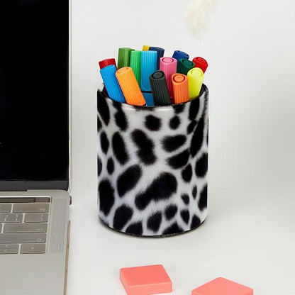 Black Leopard Print Leather Pen Holder - Image 5