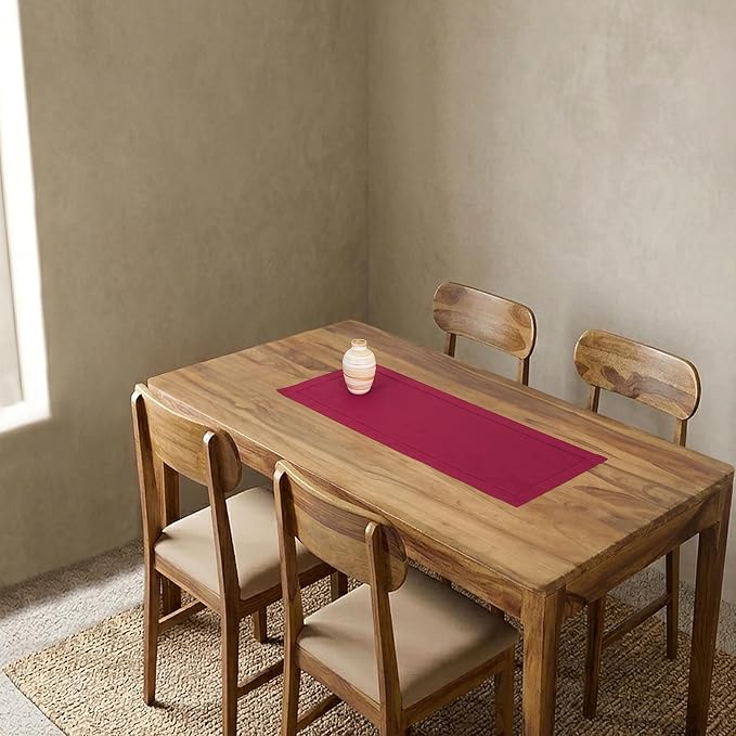Solino Home 100% Pure Linen Table Runner Beet, Classic Hemstitch 14 x 36 in | - Image 2