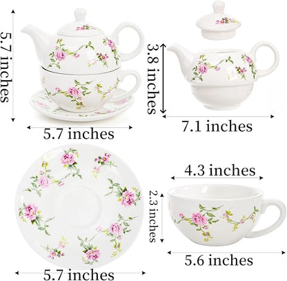 Coloch Tea for One Set, Porcelain Teapot Cup and Saucer Set - Image 2