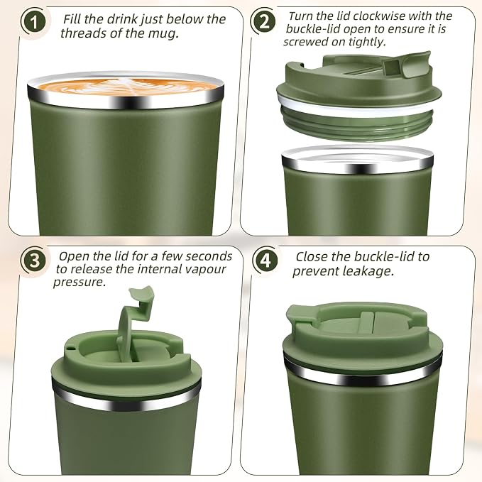 Insulated Travel Coffee Mug Reusable Coffee Tumbler Cup - Image 7