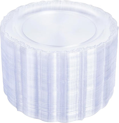 Upassion 100 Pieces Clear Plastic Plates by Upassion