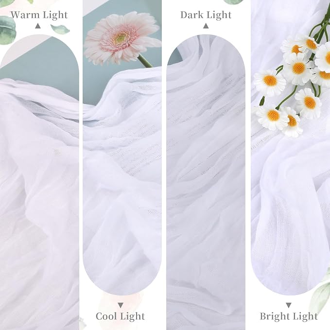 3 Pack White Cheesecloth Table Runner - Image 8