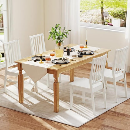 White Wooden Dining Chairs Set of 8, Farmhouse Dining Room & Kitchen Chair with High Back, Spindle Windsor Armless Side Chair for Living Room Dining Room Kitchen Restaurant Balcony