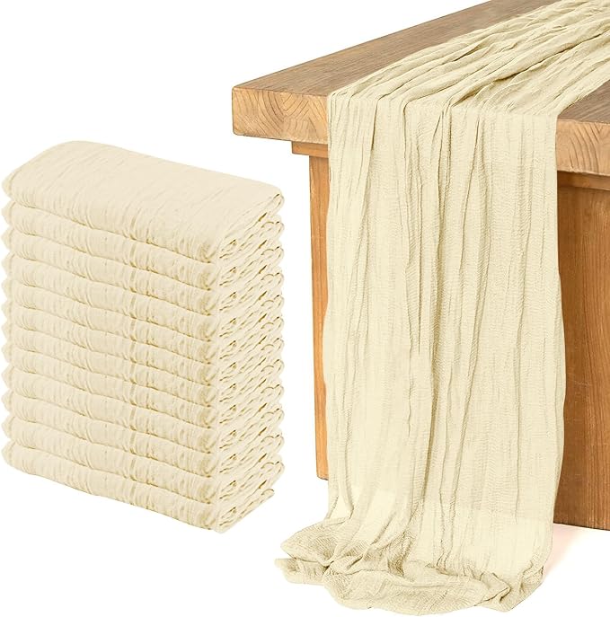 12 Pack Cheesecloth Table Runner, Runner Gauze Boho Wedding Decor Romantic by Home