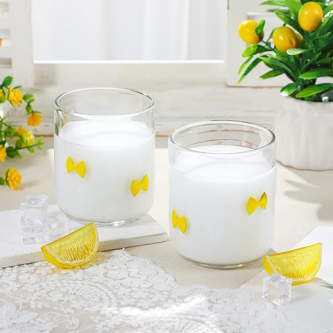 SiliFine 2 PCS Farfalle Pasta Icon Juice Glasses - 14oz Farfalle Pasta Stemless - Image 6