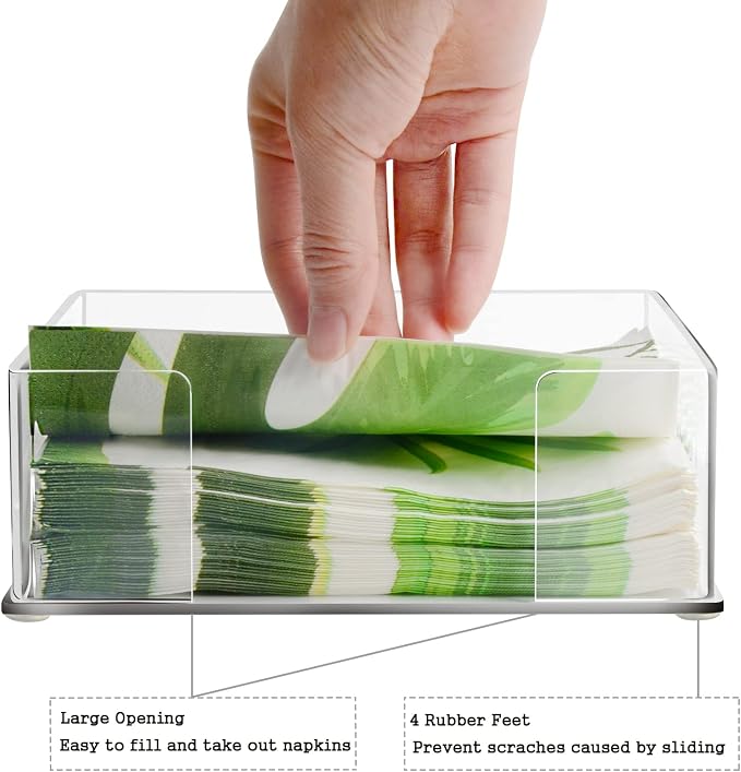 Square Acrylic Napkin Holder for Table Clear Servilletero for Paper Napkin | - Image 5