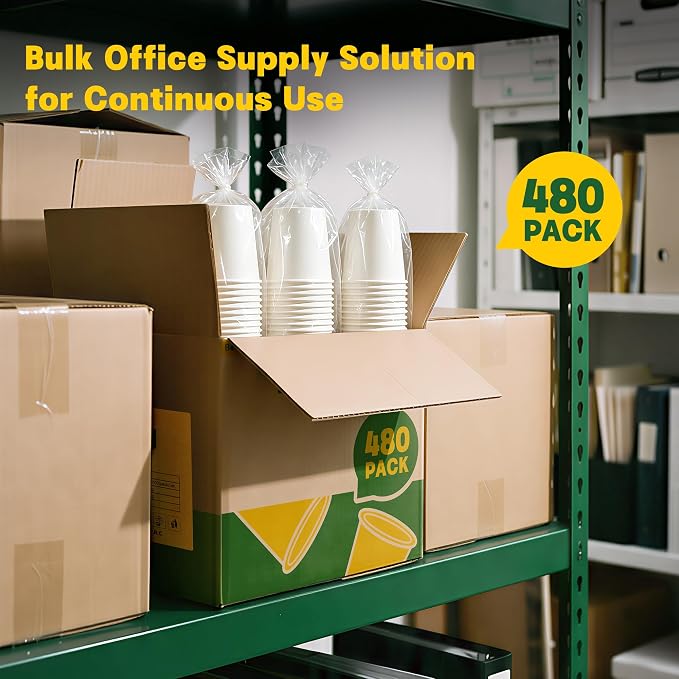 480 Pack 8 oz White Paper Cups, Disposable Coffee Cups - Image 9