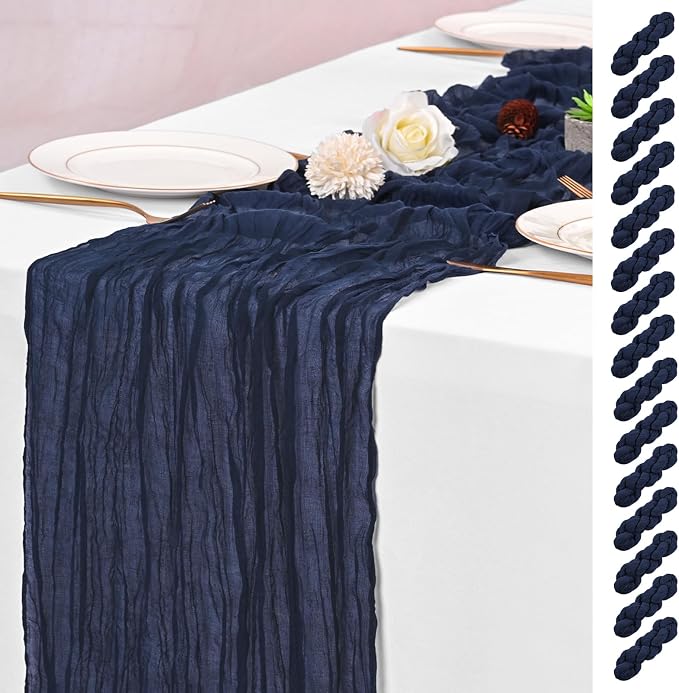 15 Pack Navy Blue Table Runners 17 x 108inch Cheesecloth Table Runner Boho by Lumaycens