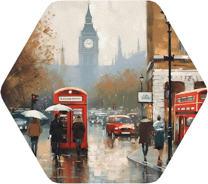 4Pcs Leather Coaster for Drinks London Impression Cup Coasters Aesthetic Drink - Image 9
