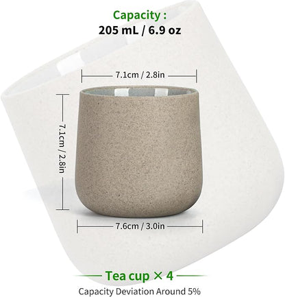 TEANAGOO Japanese Tea Cups Set of 4pcs, 6.9oz/205ml Elegant Ceramic Matcha Cups - Image 2