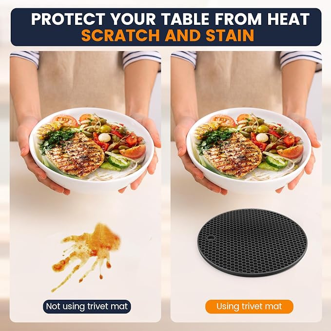 Silicone Trivet Mats 4 Heat Resistant Pot Holders Multipurpose Non-Slip Hot Pads - Image 5