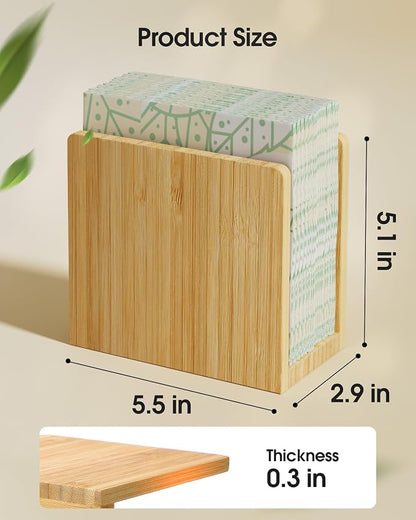 MaxGear Bamboo Napkin Holder for Tables, Wooden Tabletop Tissue Holder | Fits - Image 6