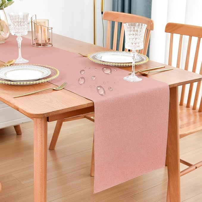 Faux Linen Table Runner Water Resistant 13 x 48 in, Coffee Table Runner by Nacuci