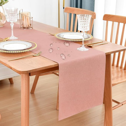 Faux Linen Table Runner Water Resistant 13 x 60 in, Coffee Table Runner by Nacuci