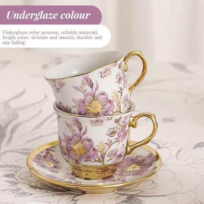 20 Pcs Porcelain Tea Set With Metal Holder, - Image 6