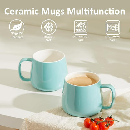 Teocera 16oz Ceramic Coffee Mugs Set of 4 – Stackable Latte Cups, Dishwasher & - Image 6