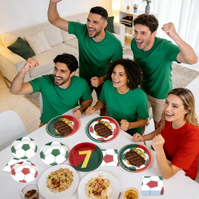 180Pcs Soccer Party Supplies Paper Plates and Napkins Serve 60 | Disposable - Image 4