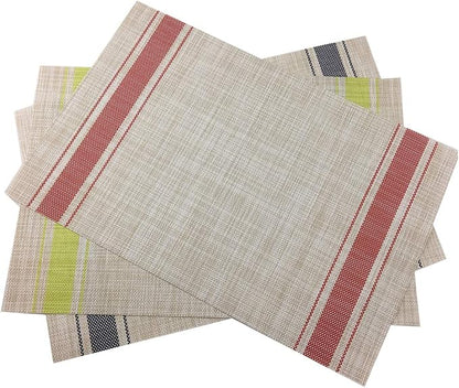 Gugrida Luxury Red Placemats Set of 6 Crossweave Woven Vinyl Placemat for Dining Table Kitchen Table Mats