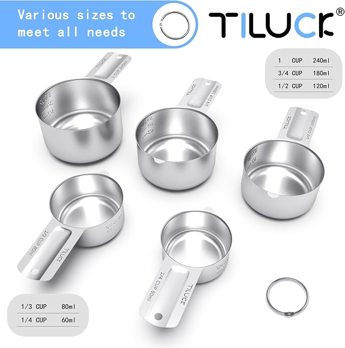 Stainless Steel Measuring Cups Set, Kitchen Gadgets - Image 2