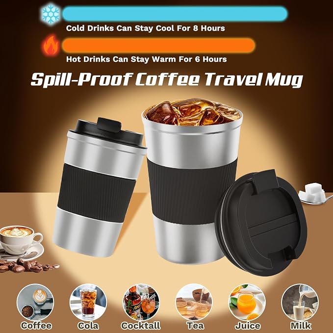 Vacuum Insulated Stainless Steel Travel Coffee Mug, Leak Proof Cup - Image 2