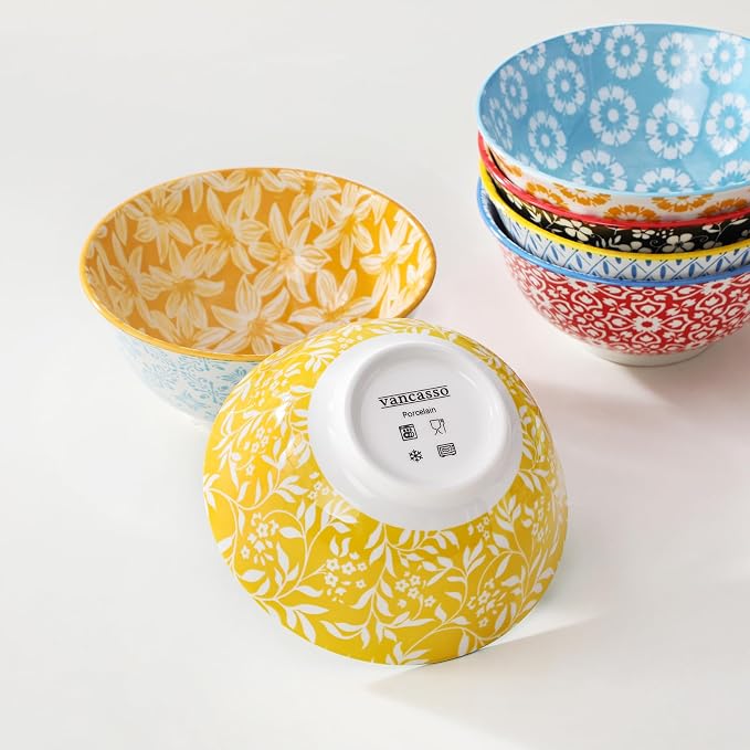 vancasso SELENE 24 oz Cereal Bowls Set of 6, Porcelain Soup Bowls | - Image 8