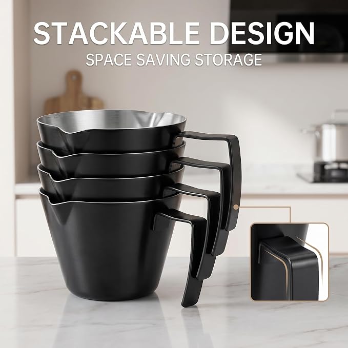 2Pc Espresso Measuring Cups, Double Spouts Stainless Steel, 4.06OZ | Silver 1pc - Image 5